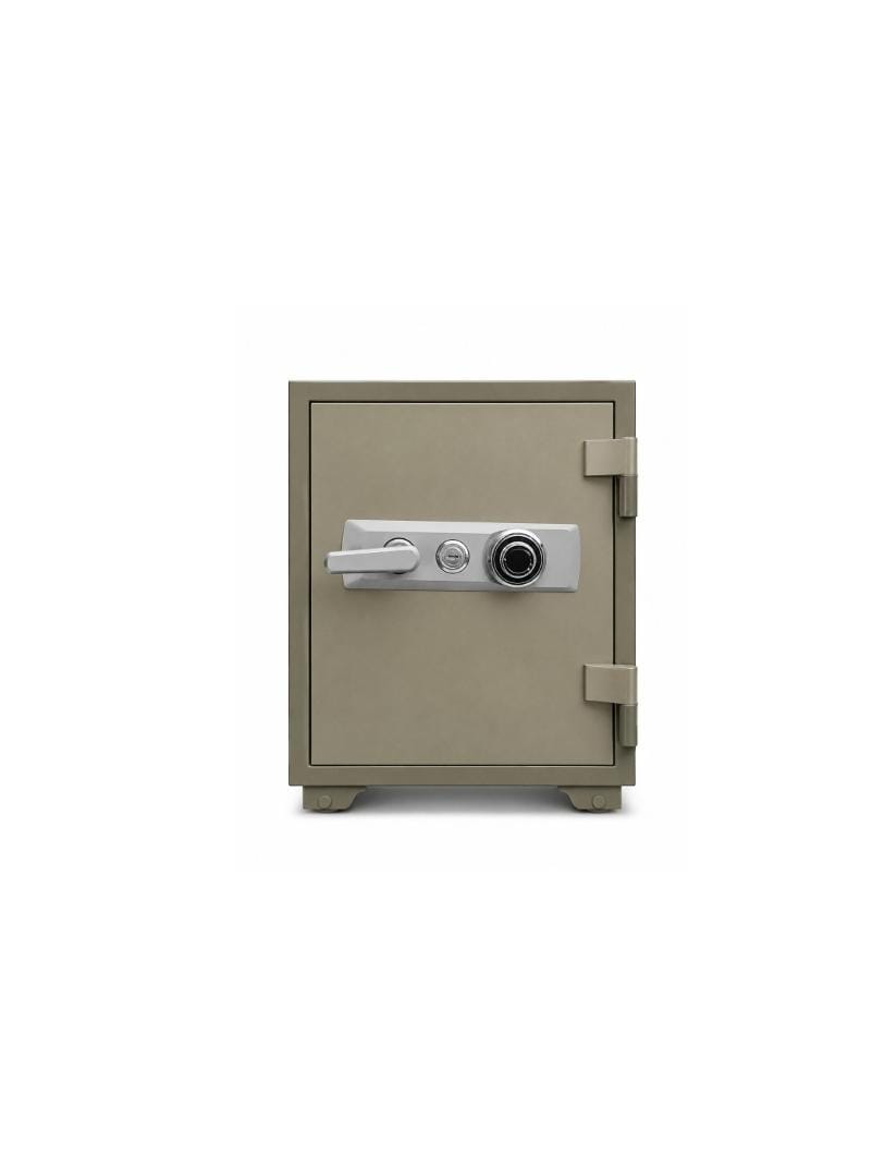 3-Door Glass & Wood Office Filing Cabinet with Lock