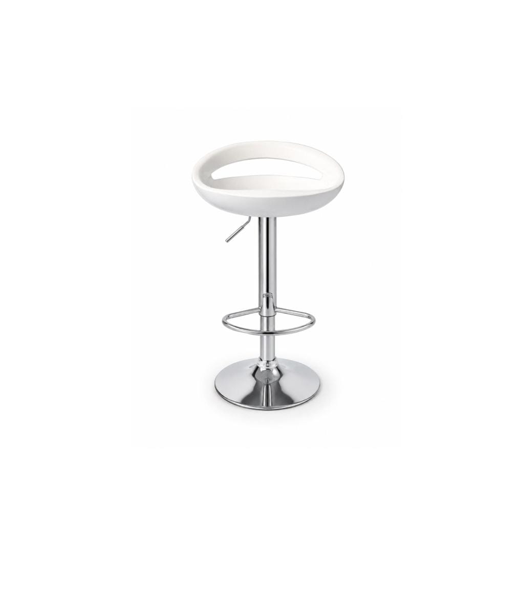 Modern Adjustable White Bar Stool with Chrome Base
