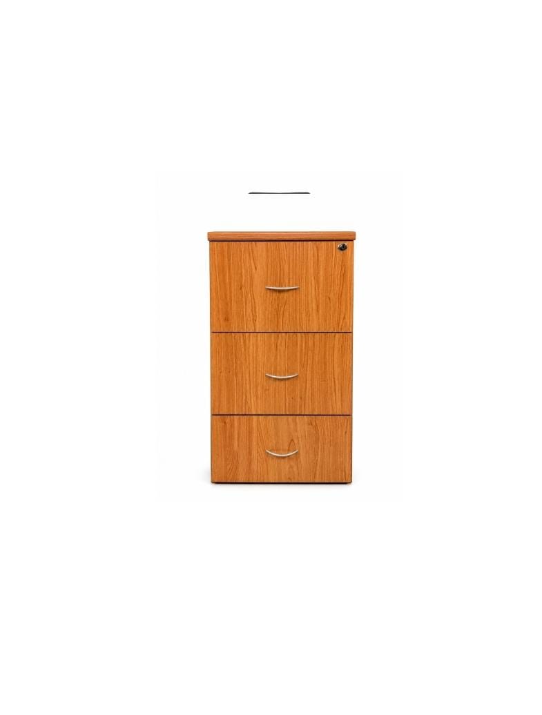 3-Drawer Wooden Mobile Office Filing Cabinet with Lock