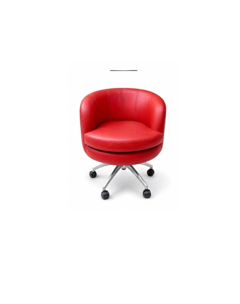 Modern Red Leather Tub Swivel Office & Reception Chair