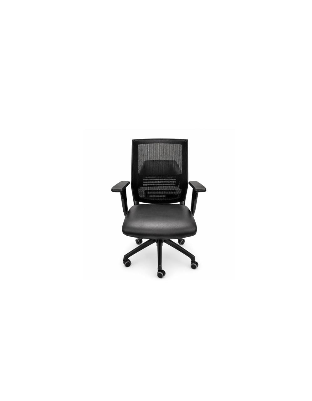 Ergonomic Black Mesh & Faux Leather Hybrid Office Chair