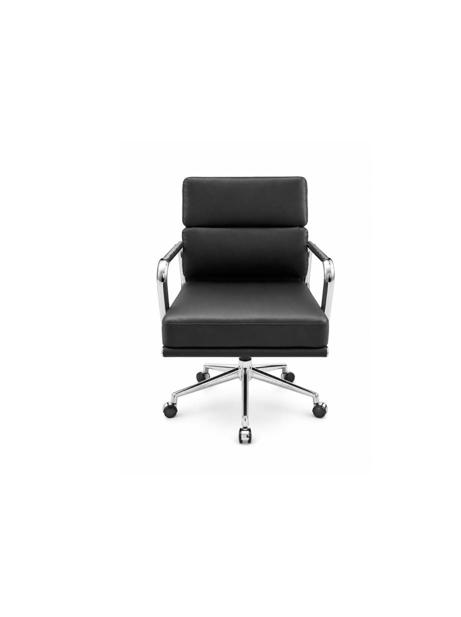 High-Back Executive Black Leather Office Chair with Chrome Base