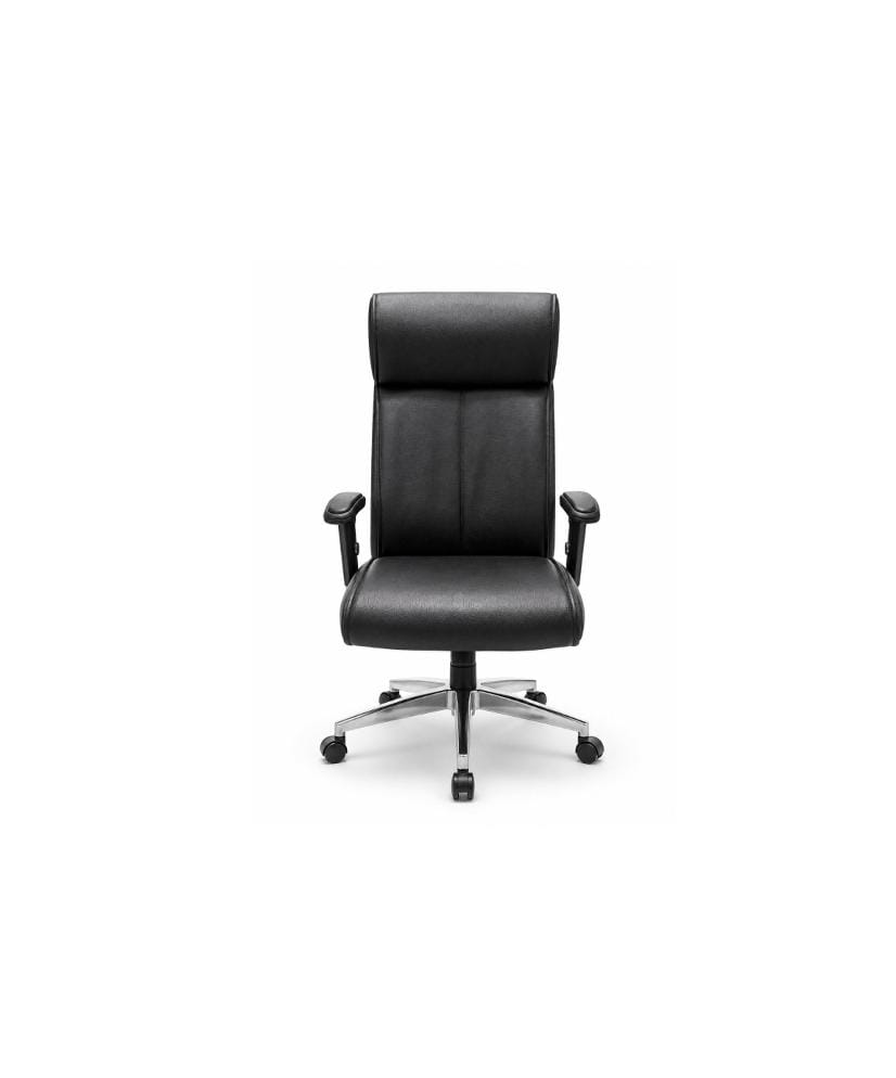 Mid-Back Executive Black Leather Office Chair with Chrome Base