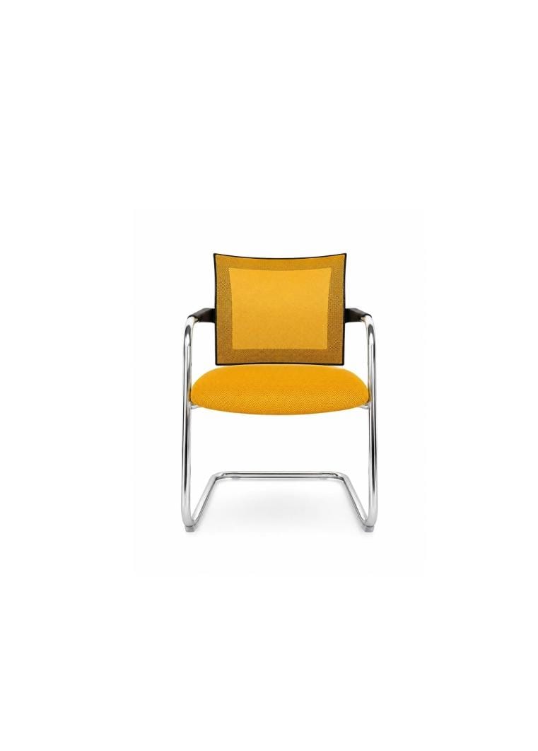 Yellow Mesh Visitor & Conference Cantilever Chair