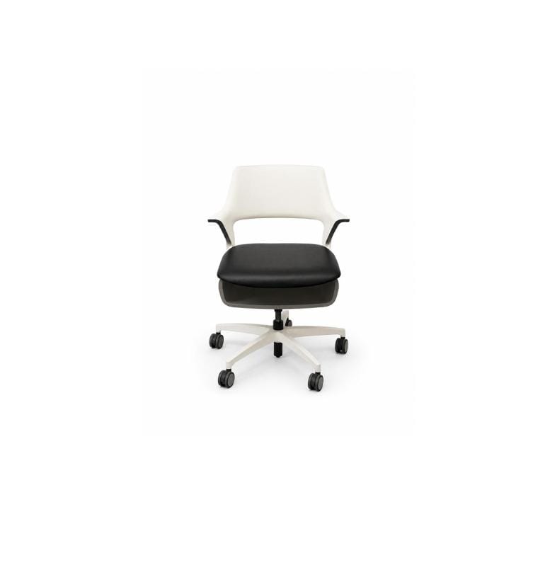 Modern Ergonomic Task Chair with White Frame & Black Seat